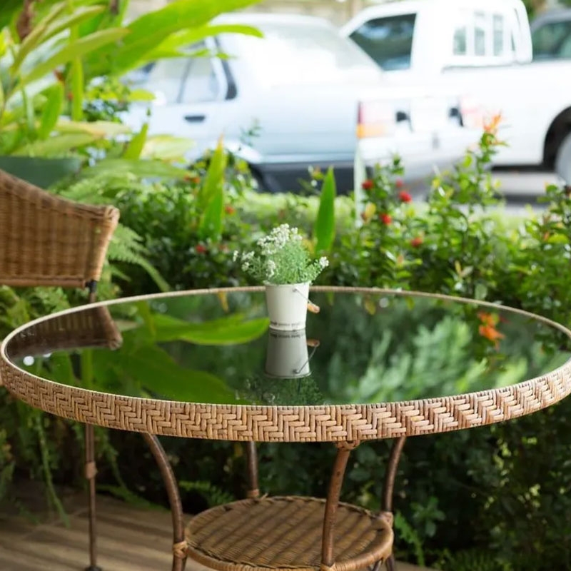 Dessus en verre trempé pour table de jardin ronde