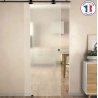 Kit porte coulissante verre givré 725mm avec rail coulissant