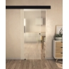 Kit porte coulissante verre givré 825mm avec rail et coffrage